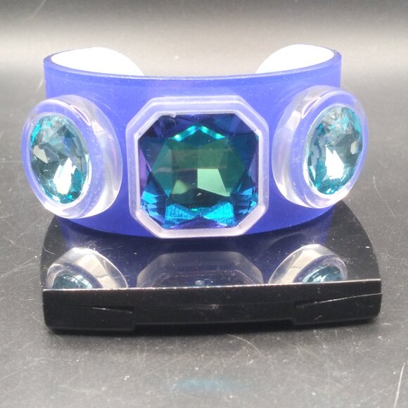 Modern New Blue Plastic Cuff Bangle Bracelet - Picture 1 of 4